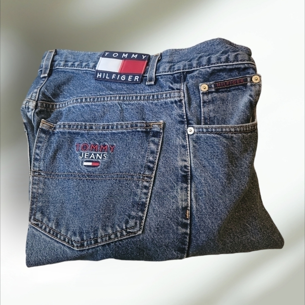 TOMMY HILFIGER Jeans vintage Y2K Med-Wash Jeans Logo Patch Men's size 34x30